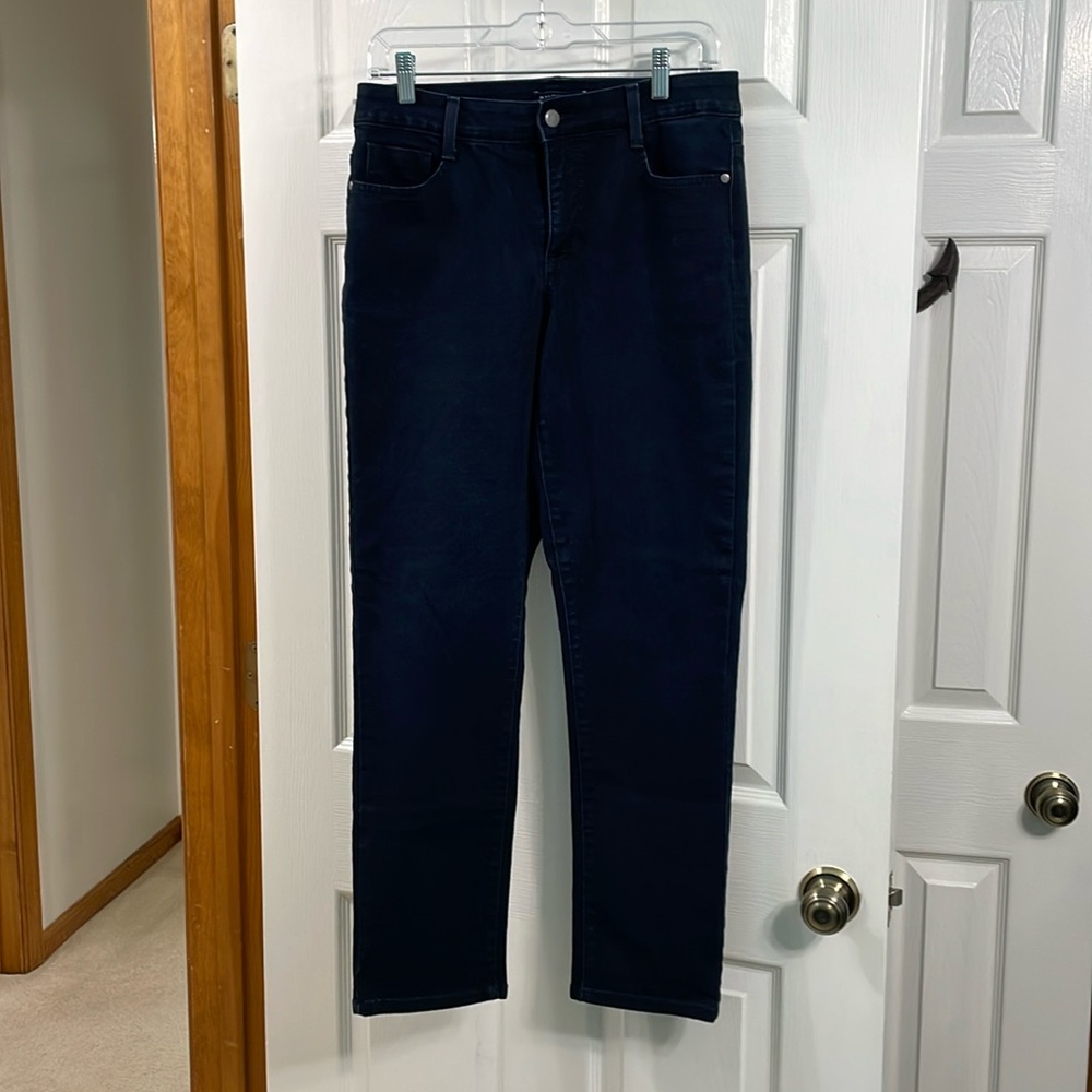 Dark navy blue denim jeans slight boot cut